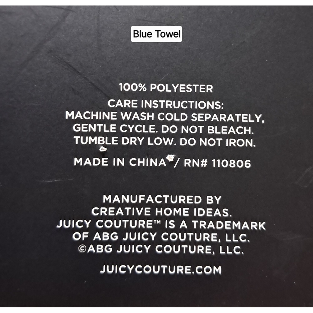 Juicy Couture, Dog Towel, Blue, White, Gray, 44" x 29", 100% Poly, Mach Washable - Picture 5 of 7